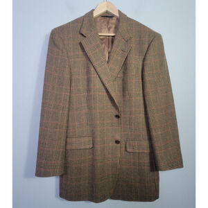 Brooks Brothers Mens 42L Wool Cashmere Blazer Sport Coat Plaid Made Italy